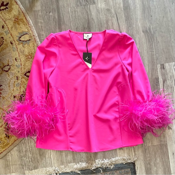 Tuckernuck Hot Pink Feather Easton Blouse NWT - Picture 11 of 16